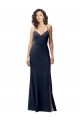 Sweetheart Fit and Flare Stretch Crepe Evening Dress with Side Slit and Strappy Back