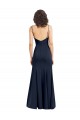 Fit and Flare Scoop Neck Long Sleeveless Stretch Crepe Evening Dress
