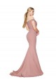Off the Shoulder Sweetheart Long Sweep Train Crepe Evening Dress