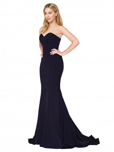 Sweetheart High Neck Sweep Train Sleeveless Crepe Evening Dress