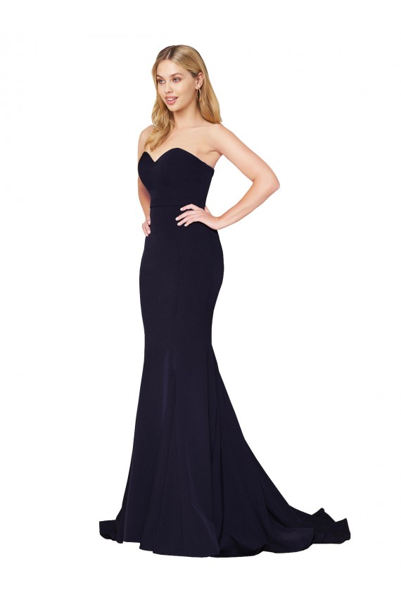 Sweetheart High Neck Sweep Train Sleeveless Crepe Evening Dress