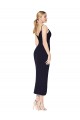 High Neck Spaghetti Straps Crepe Short Wrap Cocktail Evening Dress