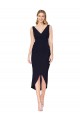 Short Knee Length V-Neck Crepe Cocktail Wrap Cocktail Evening Dress