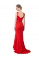 Long Chapel Train Fishtail Maxi Crepe Evening Dress with Sweetheart Neckline