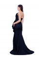 Long Strapless Sweep Train Low Back Crepe Evening Dress