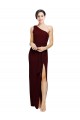 One Shoulder Sheath Crepe Evening Dress with High Side Split