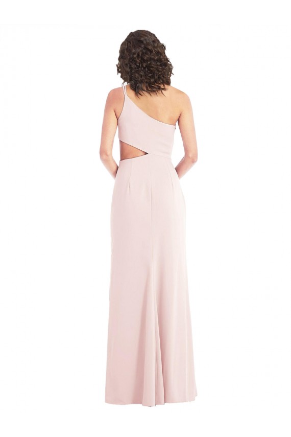 Midriff Cutout Flirty One Shoulder Maxi Crepe Evening Dress