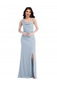 One Shoulder Draped Cowl Neck Evening Maxi Dress