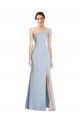 Asymmetrical Off the Shoulder Cuff Trumpet Crepe Evening Dress With Front Slit