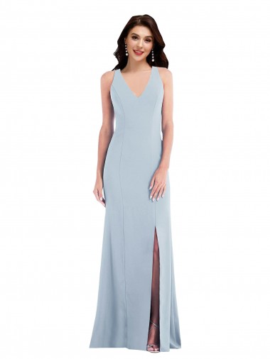 Criss Cross Cutout Back Evening Maxi Dress with Front Slit