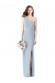 One Shoulder Crepe Trumpet Evening Dress with Front Slit