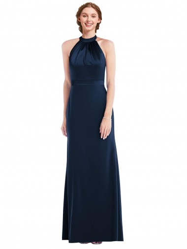High Neck Open Back Long Evening Maxi Dress