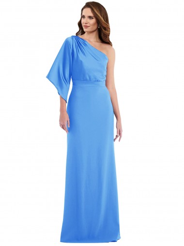 One Shoulder Bell Sleeves Trumpet Evening Dress