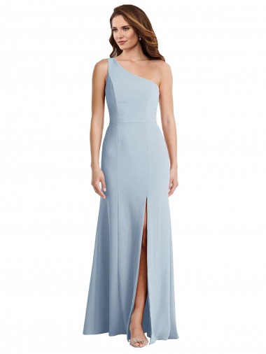Bold One Shoulder Trumpet Maxi Crepe Evening Dress