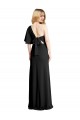 Pleated One Shoulder Flutter Sleeves Slim Crepe Evening Dress