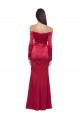 Long Sleeves Off the Shoulder Stretch Satin Evening Dress with High Side Split
