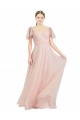 Long V-Neck Flutter Sleeves Tulle Evening Dress