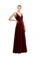 Faux Wrap V-Neck Sleek Long Velvet Evening Dress