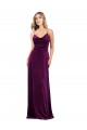 Draped Neckline Spaghetti Straps Velvet Evening Dress