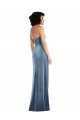 Strapless Velvet Evening Maxi Dress with Draped Skirt
