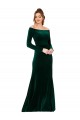 Off the Shoulder Long Sleeves Stretch Velvet Evening Dress