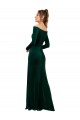Off the Shoulder Long Sleeves Stretch Velvet Evening Dress