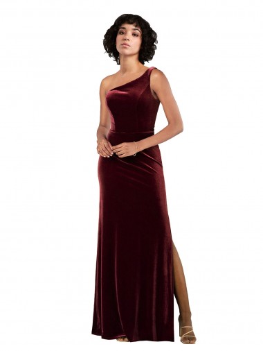One Shoulder Floor-Length Velvet Evening Dress