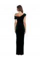 Long Asymmetric Neckline Ruched Velvet Evening Dress